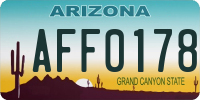 AZ license plate AFF0178