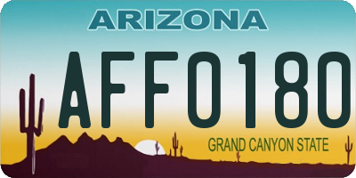 AZ license plate AFF0180