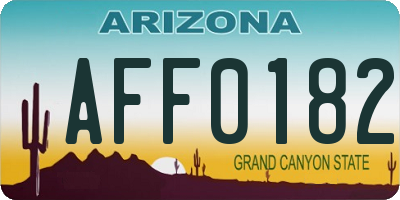 AZ license plate AFF0182
