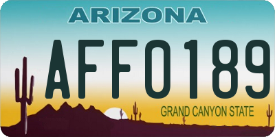 AZ license plate AFF0189