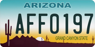 AZ license plate AFF0197