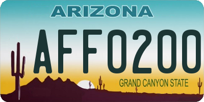 AZ license plate AFF0200