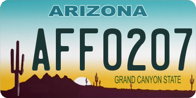 AZ license plate AFF0207