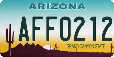 AZ license plate AFF0212