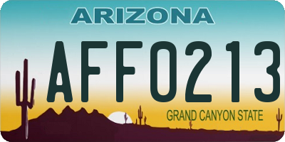 AZ license plate AFF0213