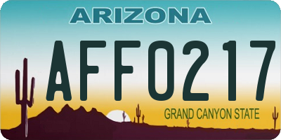 AZ license plate AFF0217
