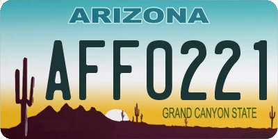 AZ license plate AFF0221