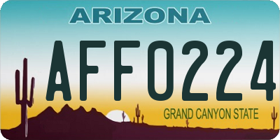 AZ license plate AFF0224