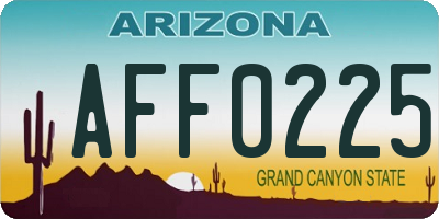 AZ license plate AFF0225