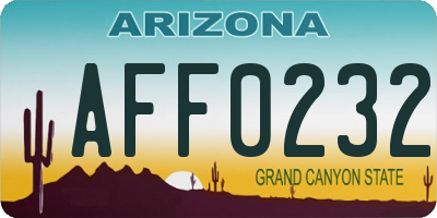AZ license plate AFF0232
