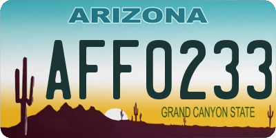 AZ license plate AFF0233