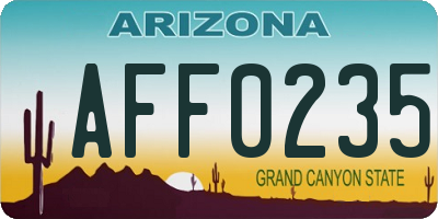 AZ license plate AFF0235