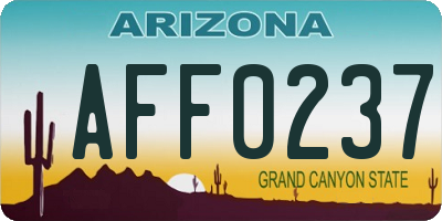 AZ license plate AFF0237