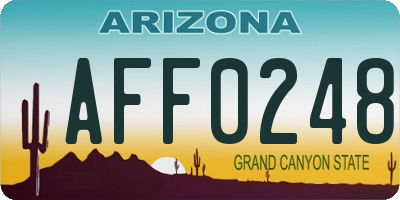 AZ license plate AFF0248