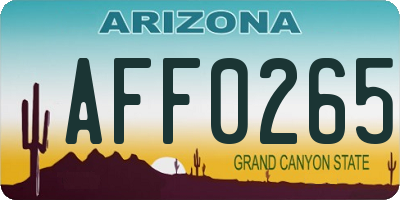 AZ license plate AFF0265