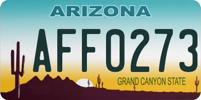 AZ license plate AFF0273