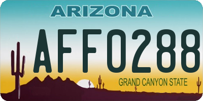AZ license plate AFF0288