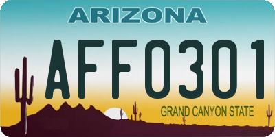 AZ license plate AFF0301