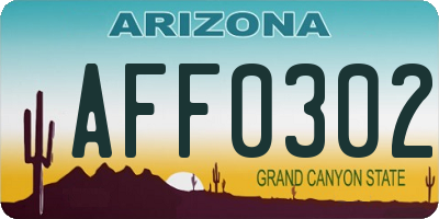 AZ license plate AFF0302