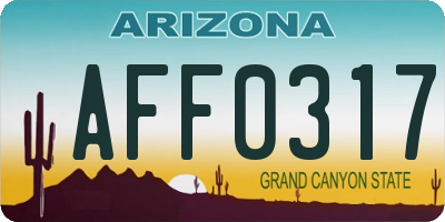 AZ license plate AFF0317