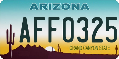 AZ license plate AFF0325