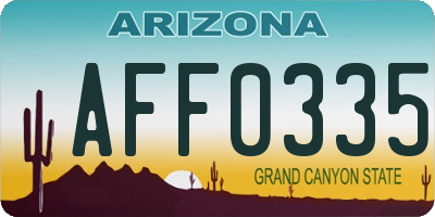 AZ license plate AFF0335