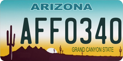AZ license plate AFF0340