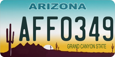 AZ license plate AFF0349