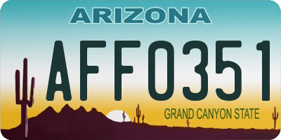 AZ license plate AFF0351