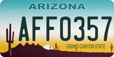 AZ license plate AFF0357