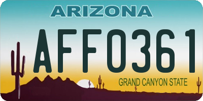 AZ license plate AFF0361