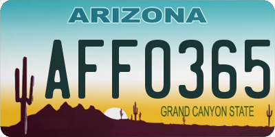 AZ license plate AFF0365