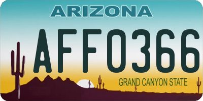 AZ license plate AFF0366