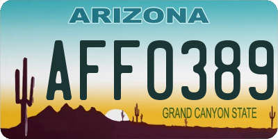 AZ license plate AFF0389