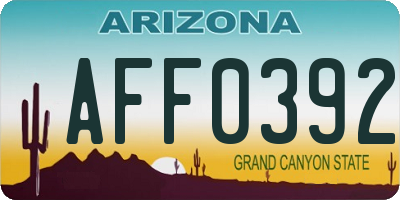 AZ license plate AFF0392