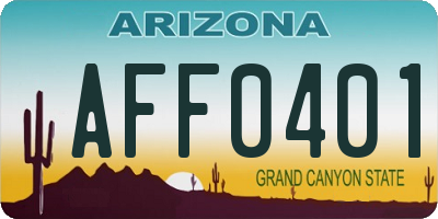 AZ license plate AFF0401