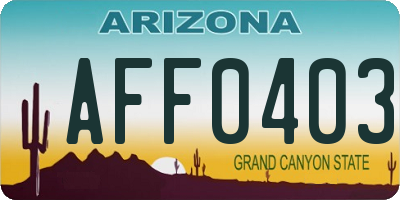 AZ license plate AFF0403
