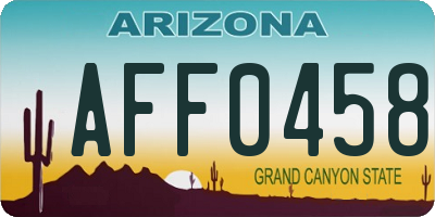 AZ license plate AFF0458