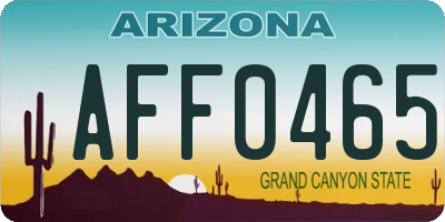 AZ license plate AFF0465