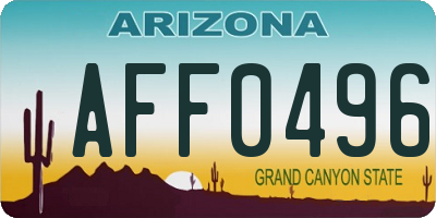 AZ license plate AFF0496
