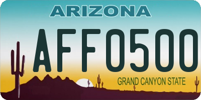 AZ license plate AFF0500