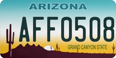 AZ license plate AFF0508