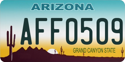 AZ license plate AFF0509