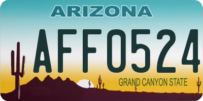 AZ license plate AFF0524