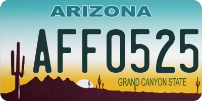 AZ license plate AFF0525