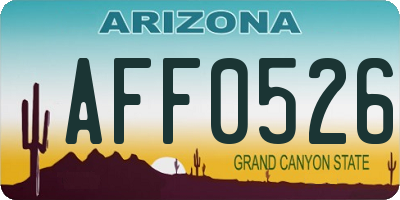 AZ license plate AFF0526