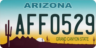 AZ license plate AFF0529