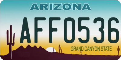 AZ license plate AFF0536