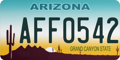 AZ license plate AFF0542