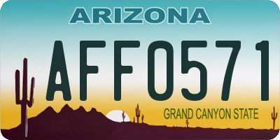 AZ license plate AFF0571